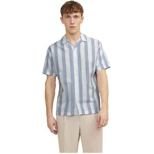 Jack & Jones Summer Stripe Resort Short Sleeve Shirt Blauw S Man