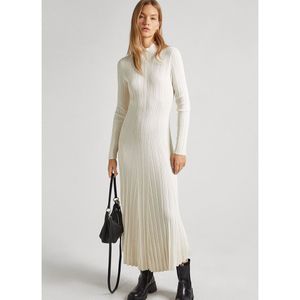 Pepe Jeans Faith Long Sleeve Long Dress Wit S Vrouw