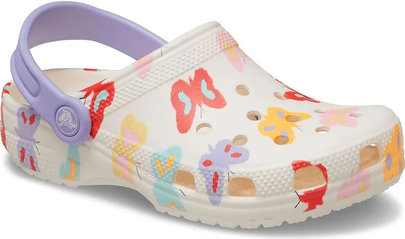 Crocs - Classic Butterfly Graphic - Klompen - Chalk - Verstelbare Hielband, Croslite™-materiaal