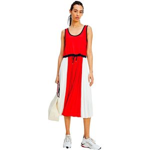 Tommy Hilfiger Twill Fit And Flare Pleated Dress Rood,Wit 42 Vrouw