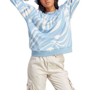 Adidas Originals Abstract Allover Animal Print Sweatshirt Blauw S Vrouw