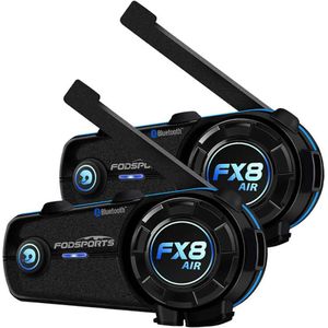 Fodsports FX8 Air Intercom - 2 Eenheden - Bluetooth 5.2 - Voor Motorrijders en Outdoorliefhebbers