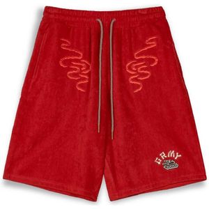 Grimey Lucky Dragon Terry Towelling Baggy Sweat Shorts Rood M Man