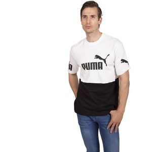 Puma Power Colorblock Short Sleeve T-shirt Wit,Zwart S Man