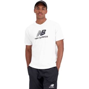 New Balance Essentials Stacked Logo Cotton Short Sleeve T-shirt Wit S Man