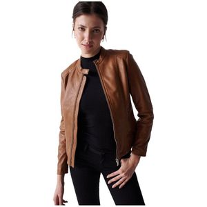 Salsa Jeans Basic Leather Jacket Bruin M Vrouw