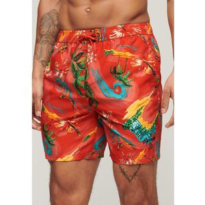 Superdry Hawaiian Print 17´´ Swimming Shorts Oranje S Man