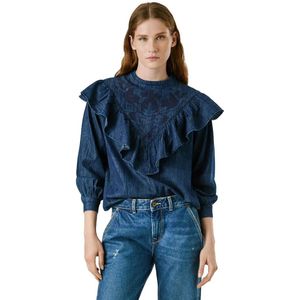 Pepe Jeansvoor vrouwen. PL3051239 Blouse Noella marine (L), Casual, Katoen, Lange mouwen, Marineblauw