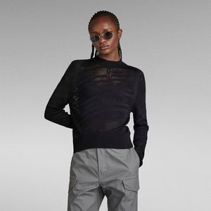 G-star Pointelle Text Sweater Zwart M Vrouw