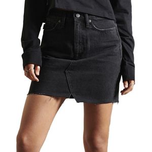 Superdry Denim Mini Skirt Zwart 26 Vrouw