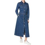 Pepe Jeans - PL9537686 Becky - Midi-jurk - Marineblauw - Katoen - Lange Mouwen