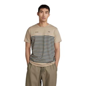 G-star Placed Stripe Short Sleeve T-shirt Beige S Man