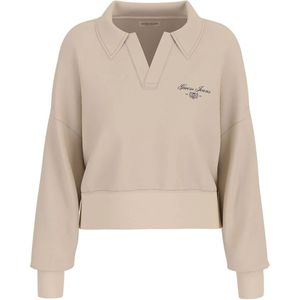 Guess Jeans Notched Collar Crop Sweatshirt