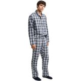 Gantvoor mannen. 902449200 Pyjama Flanel marine (S), Homewear, Katoen, Lange mouwen, Marineblauw