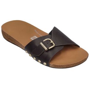 Fitflop Iqushion Adjustable Buckle Leather Slides Bruin EU 39 Vrouw