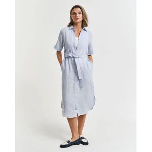 Gant - 4503390 - Korte Mouw Jurk - Groen - 100% Linnen