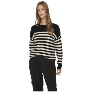Vila Ril Rib Stripe Sweater Zwart S Vrouw