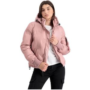 ALPHA INDUSTRIES - Logo Puffer Jacket - Damesjack - Zwart - Polyester