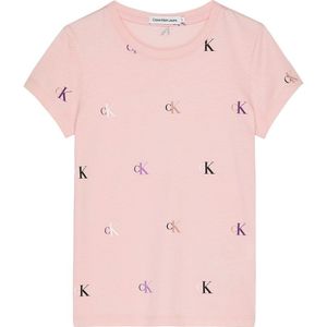 Calvin Klein Jeans Monogram Aop Slim Short Sleeve T-shirt Roze 8 Years Meisje