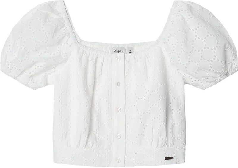 Pepe Jeans - PG301704 - Blouse - Wit - Katoen - Korte Mouwen