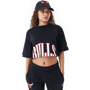 New Era Nba Team Wrdmrk Crop Chicago Bulls Short Sleeve T-shirt Zwart S Vrouw
