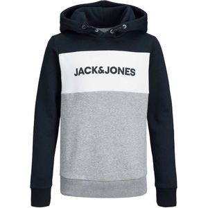 Jack & Jones Logo Blocking Hoodie Wit,Blauw,Grijs 14 Years Jongen