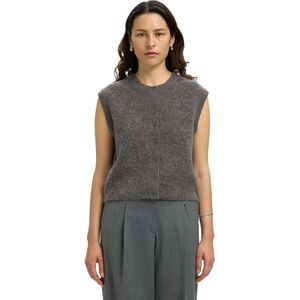 Selected Femme - SL Button O-Neck Vest EX - Grijs - Polyester