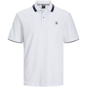 Jack & Jones Hass Logo Plus Size Short Sleeve Polo Wit 6XL Man