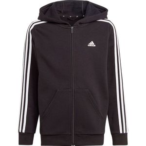Adidas 3s Fleece Full Zip Sweatshirt Zwart 7-8 Years Meisje