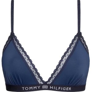 Tommy Hilfiger Tonal Logo Lace Unlined Triangle Bra Blauw M Vrouw