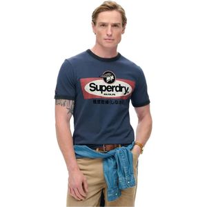 Superdry - Core Logo Ringer Workwear - T-shirt - Katoen - Met Patroon