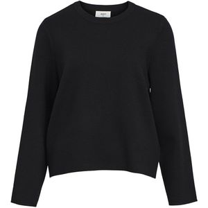 Object Reynard Square O Neck Sweater Zwart XL Vrouw