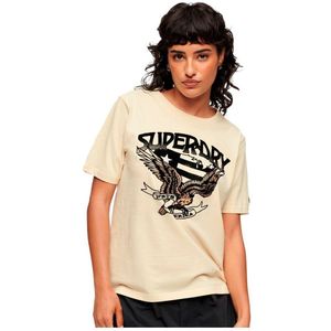 Superdry 70´s Lo-fi Graphic Band Short Sleeve T-shirt Beige 2XS Vrouw