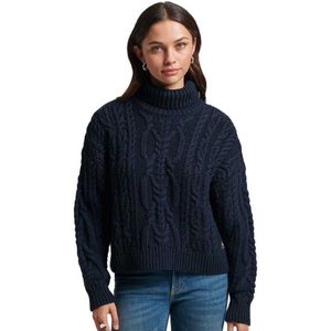 Superdry Vintage High Neck Cable Knit Blauw XS Vrouw