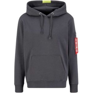 Alpha Industries - Red Stripe Hoodie - Heren - Grijs - Katoen
