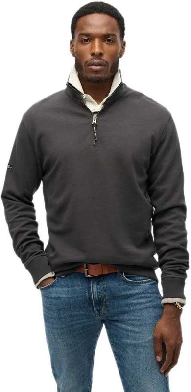 Superdry - Utility Logo Henley - Trui - Donker Antraciet