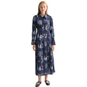 Scotch & Soda Belted Pleated Hem Midi-jurk Met Lange Mouwen
