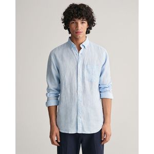 Gant Linen Houndstooth Long Sleeve Shirt Blauw 2XL Man