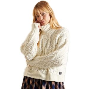Superdry Vintage High Neck Cable Knit Beige XS Vrouw