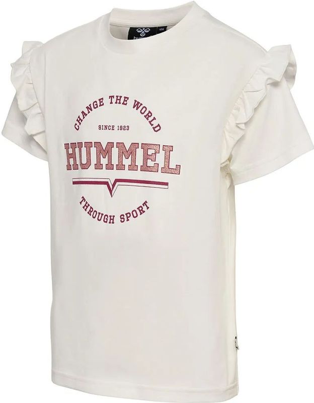 Hummel - Violet T-shirt - Groen - Biologisch Katoen - Ruches aan de Mouwen