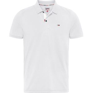 Tommy Jeans Slim Placket Short Sleeve Polo Wit M Man