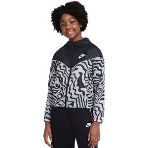 Nike Sportswear Windrunner All Over Print Jacket Wit,Zwart 8-9 Years Meisje