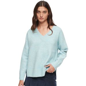 Superdry Oversized V Neck Sweater Blauw L Vrouw