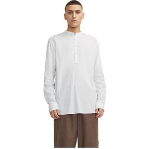 Jack & Jones Summer Half Placket Linen Overhemd Met Lange Mouwen