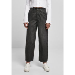 Urban Classics Cropped High Waist Jeans Zwart 33 Vrouw