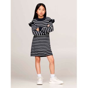 Tommy Hilfiger Ruffle Skater Lange Jurk Met Lange Mouwen