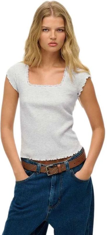 Superdry - Essential - T-shirt - Korte Mouwen - Vierkante Hals - Dames