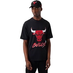 New Era Chicago Bulls Nba Script Mesh Short Sleeve T-shirt Zwart M Man