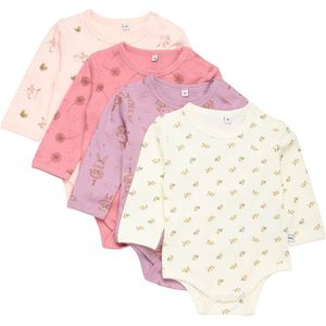 Pippi Ao-printed 4 Pack Long Sleeve Body Roze 24 Months