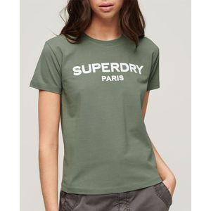 Superdry Sport Luxe Graphic Fitted Short Sleeve T-shirt Groen 2XS Vrouw
